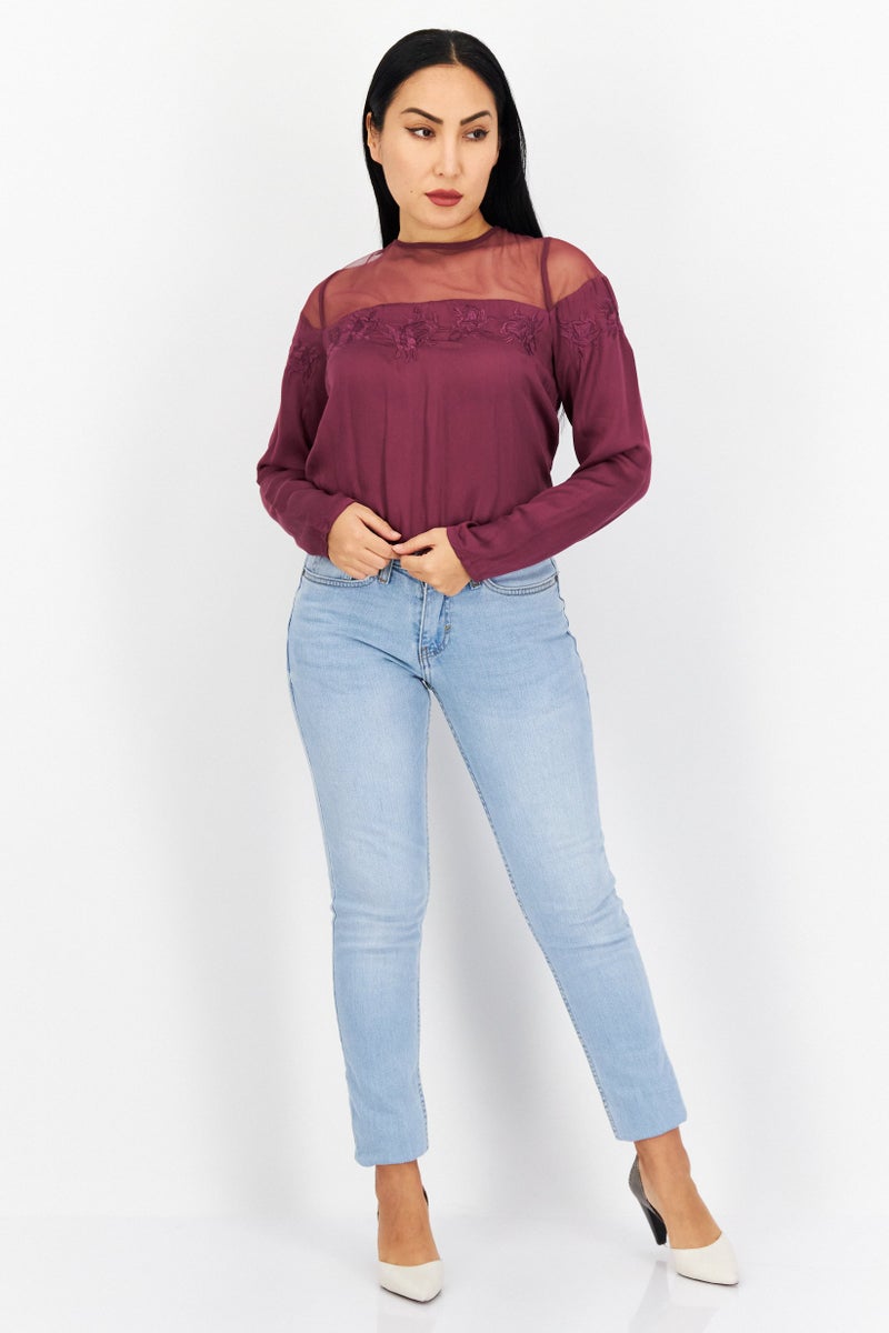 RIVER ISLAND Women Embroidered Long Sleeve Bodysuits, Dark Purple - Image 2