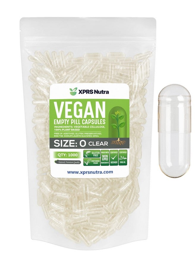 XPRS Nutra Size 0 Empty Capsules 1000 Clear Count Empty Vegan Capsules Vegetarian Empty Pill Capsules Diy Vegetable Capsule Filling Veggie Pill Capsules Empty Caps - Image 2