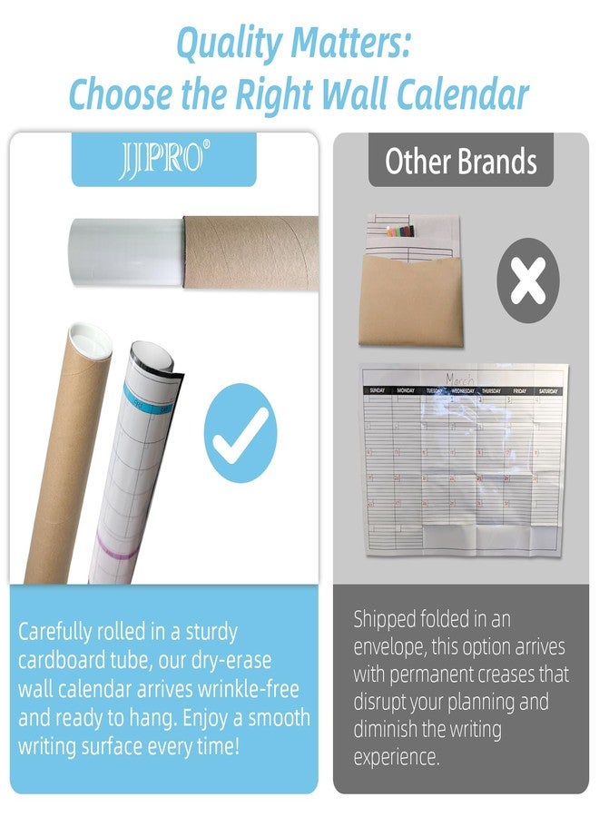 JJPRO Dry Erase 4 Month Wall Calendar - 38x26 Inches - Blank Undated 4 Month Dry Erase Calendar for Wall-Premium Laminated Whiteboard Planner-Reusable 4 Month Jumbo Office Calendar - Image 3