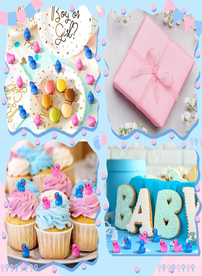 RoundFunny 100 Pcs Gender Reveal Party Favors Supplies Team He or Team She Mini Resin Ducks Pink Blue Gender Reveal Games Small Duck Figures for Ideas Party Supplies Decorations - Image 3