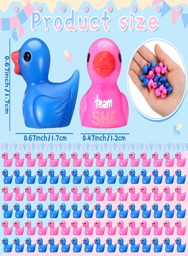 RoundFunny 100 Pcs Gender Reveal Party Favors Supplies Team He or Team She Mini Resin Ducks Pink Blue Gender Reveal Games Small Duck Figures for Ideas Party Supplies Decorations - Image 2