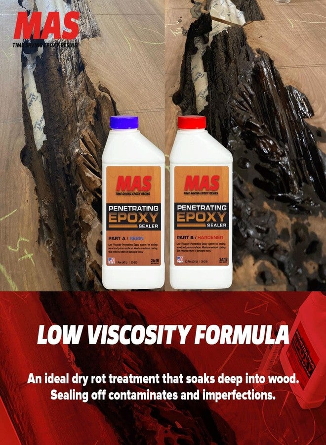 ماس مانع تسرب الخشب من راتنج الإيبوكسي النافذ من MAS Epoxies، سعة 1.5 باينت، مكون من قطعتين، لأسطح العمل، وصبغ الخشب، وإصلاح العفن والترميم - Image 4