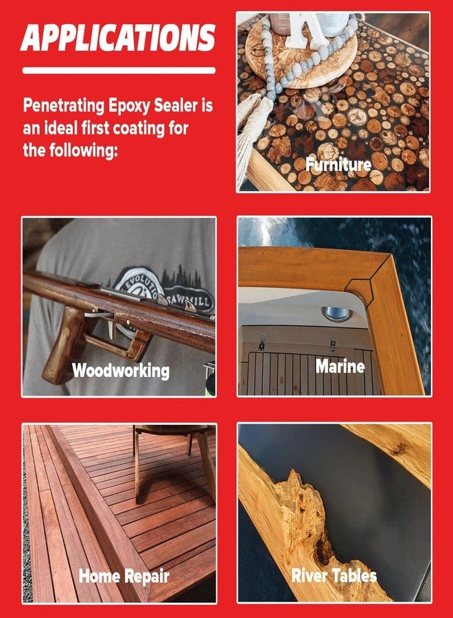 ماس مانع تسرب الخشب من راتنج الإيبوكسي النافذ من MAS Epoxies، سعة 1.5 باينت، مكون من قطعتين، لأسطح العمل، وصبغ الخشب، وإصلاح العفن والترميم - Image 3
