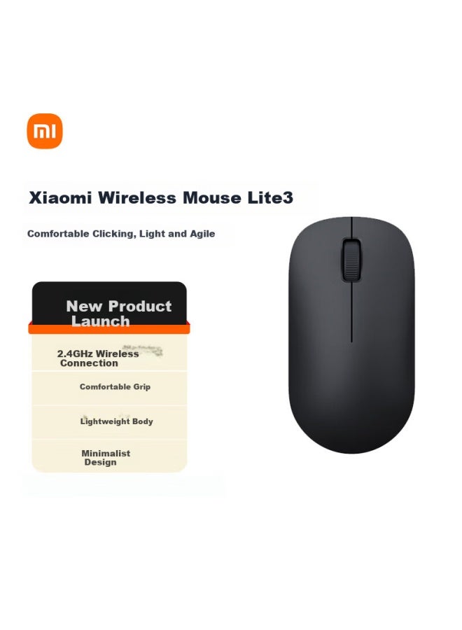 M I Mi Wireless Mouse Lite3 Deep Space Black 2.4ghz Wireless Transmission Office Mouse Black Lightweight Design Portable Office Mac Notebook Comfortable Grip - Image 4