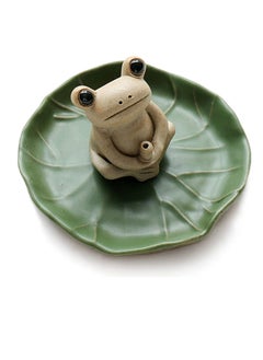 Excefore 100% Handmade Ceramic Stick Incense Burner Holder,Small Frog Incense,Lotus Leaf Tray,Mini Cu te Animal Statue Home Incense Burner  - Image 1