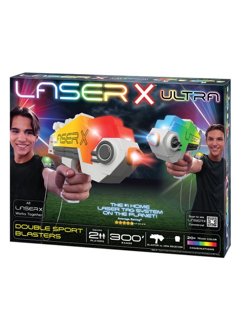 Laser X Ultra Sport Double Blasters, Battery Operated | Blast up to 200 Feet Range!  | Laser Blaster | Action Game | Interactive Game | Reflex Game | Laser Gaming | Multi Player Game | Gift For Kids and Adults