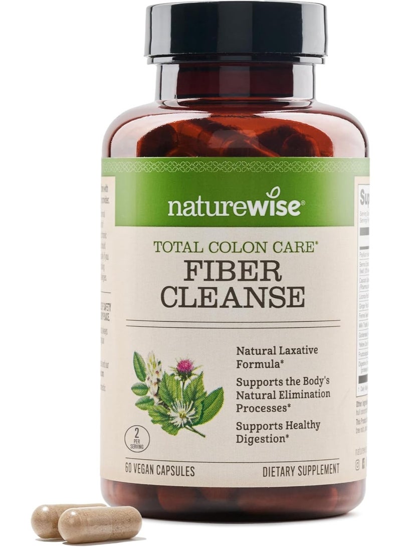 NatureWise Total Colon Care Fiber Cleanse with Herbal Laxatives, Prebiotics, & Digestive Enzymes for Healthy Elimination, Safe Digestion & Weight, Detox, & Gut Health [1 Month Supply - 60 Count] - Image 1