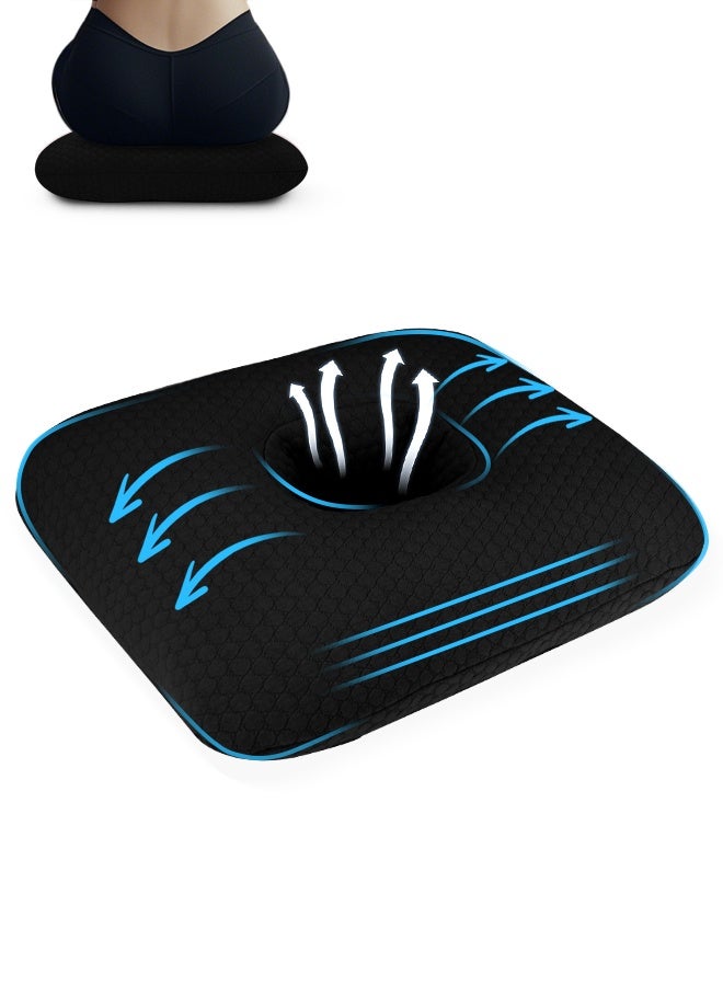 vocheer Hemorrhoid Pillow for Sitting, Tailbone Pain Relief Cushion, Donut Pillow for Hemorrhoids, Coccyx, Sciatica, Office Chair Seat Cushion for Back Discomfort Post Surgery Support, Black  - Image 1