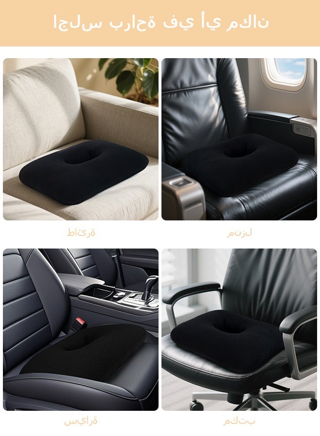 vocheer Hemorrhoid Pillow for Sitting, Tailbone Pain Relief Cushion, Donut Pillow for Hemorrhoids, Coccyx, Sciatica, Office Chair Seat Cushion for Back Discomfort Post Surgery Support, Black  - Image 4