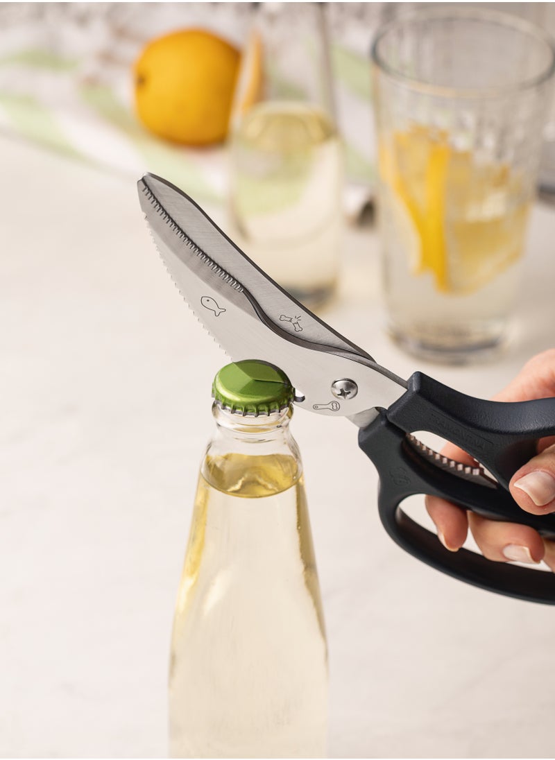 TRAMONTINA - Since 1911,Made in Brazil- Supercort 8 Inches Kitchen Scissors with Stainless Steel Blades and Black Polypropylene Handles, 25919168 - Image 1