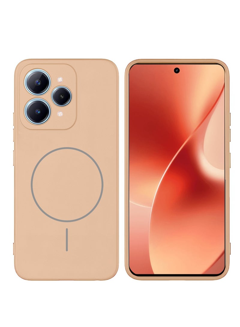 دبليو تيك ريلمي 15 5G 2025 / ريلمي 15 برو 5G 2025 غلاف حافظة سيليكون سائل مميز متوافق مع حلقة ماجسيف رقيقة (MCMPMN) - ذهبي - Image 1