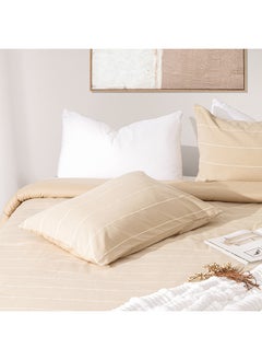 Generic Taupe striped comforter set 2 pcs twin size 1* 180*200cm comforter + 1 50*75 pillow cover  - Image 1