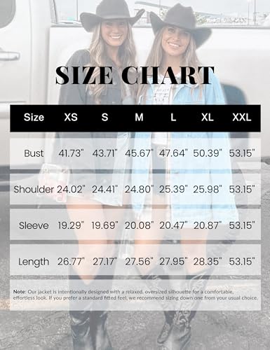 Omoone Women's Oversized Mid Long Denim Jacket Jean Biker Coat (Denim BlueX1, X-Small) - Image 4