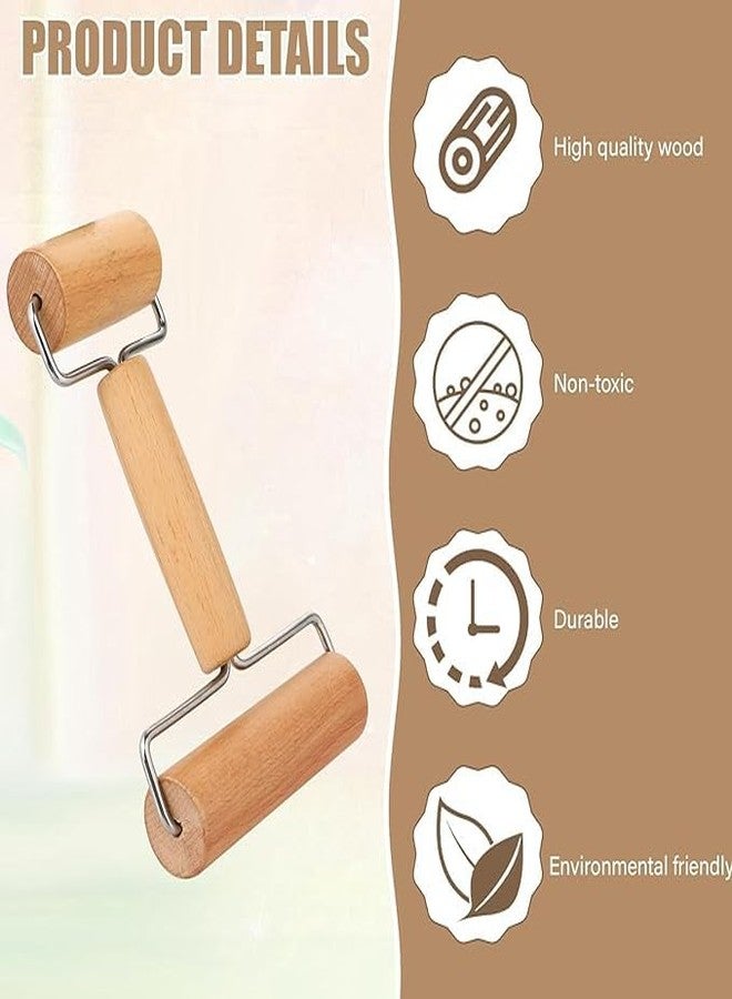 Bitrexup Baking Double Dough Roller, Wood, Wooden Dough Roller, Non-Stick Pizza Roller, Dough Baker Roller Set for Home Kitchen Baking Cooking | Pack 1 | Brown - Image 2