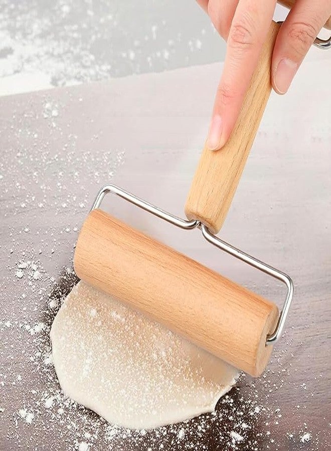 Bitrexup Baking Double Dough Roller, Wood, Wooden Dough Roller, Non-Stick Pizza Roller, Dough Baker Roller Set for Home Kitchen Baking Cooking | Pack 1 | Brown - Image 3