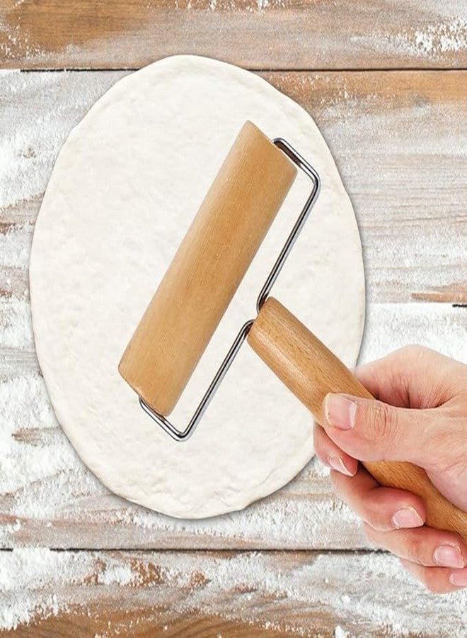 Bitrexup Baking Double Dough Roller, Wood, Wooden Dough Roller, Non-Stick Pizza Roller, Dough Baker Roller Set for Home Kitchen Baking Cooking | Pack 1 | Brown - Image 5
