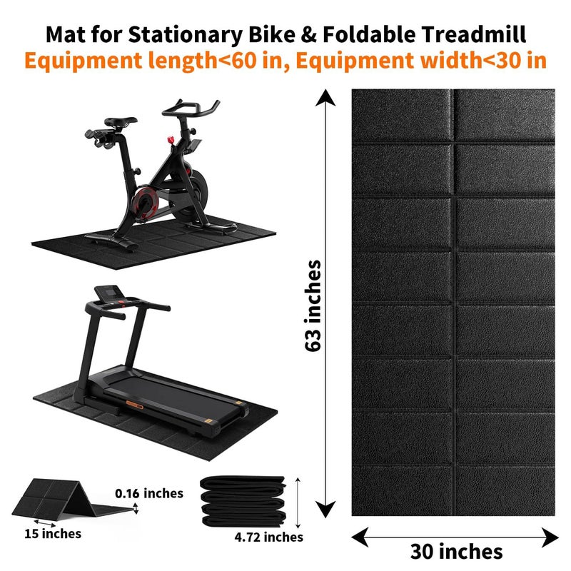 THAILE Exercise Bike Mat, Compatible with Peloton Bikes, 63"x30", Bike Trainer Mats, Mat for Indoor Stationary Spin Bikes Treadmill Walking Pad on Hardwood Floor Carpet Protector - Image 5