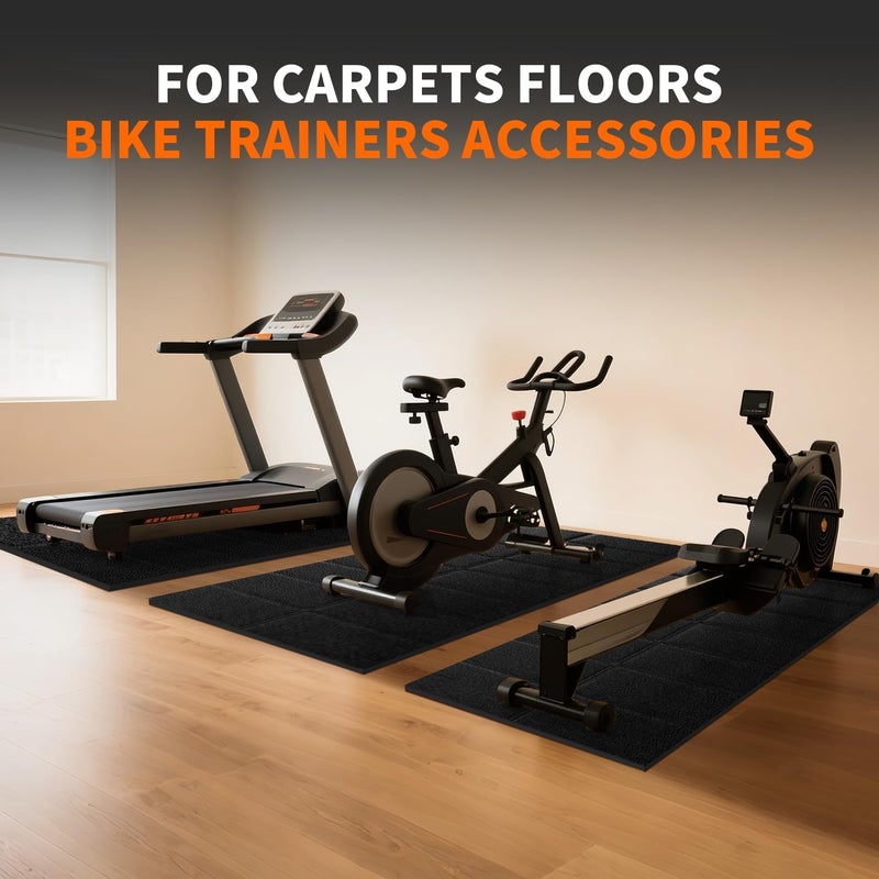 THAILE Exercise Bike Mat, Compatible with Peloton Bikes, 63"x30", Bike Trainer Mats, Mat for Indoor Stationary Spin Bikes Treadmill Walking Pad on Hardwood Floor Carpet Protector - Image 2