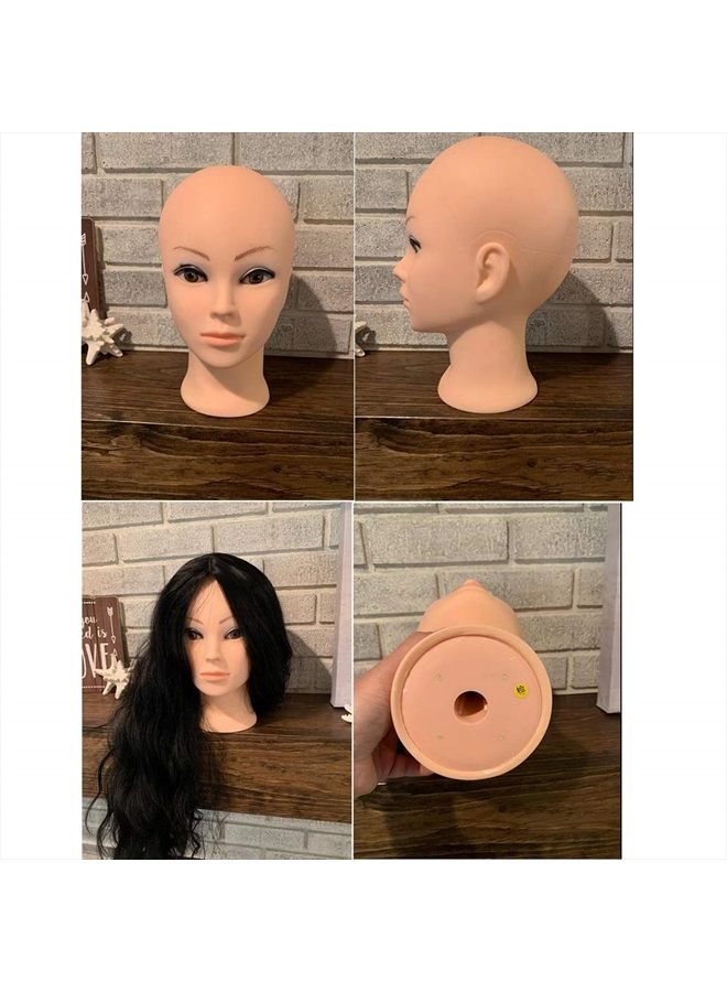 Ba Sha Bald Mannequin Head Beige Female Professional Cosmetology Manikin Doll head for Wigs Making Wig Display Hat Display Glasses Display with Free Clamp - Image 2