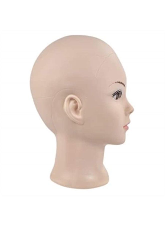 Ba Sha Bald Mannequin Head Beige Female Professional Cosmetology Manikin Doll head for Wigs Making Wig Display Hat Display Glasses Display with Free Clamp - Image 4