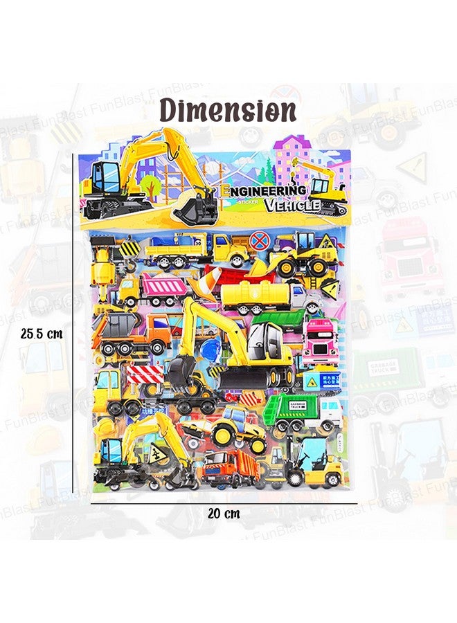 فنبلاست مجموعة ملصقات FunBlast بموضوع المركبات - ملصقات كاواي منتفخة للأطفال، ملصقات ثلاثية الأبعاد للبنات، ملصقات جمالية، ملصقات لطيفة، ملصقات إسفنجية للأطفال، ملصقات ذاتية اللصق (مجموعة من قطعتين) - Image 3