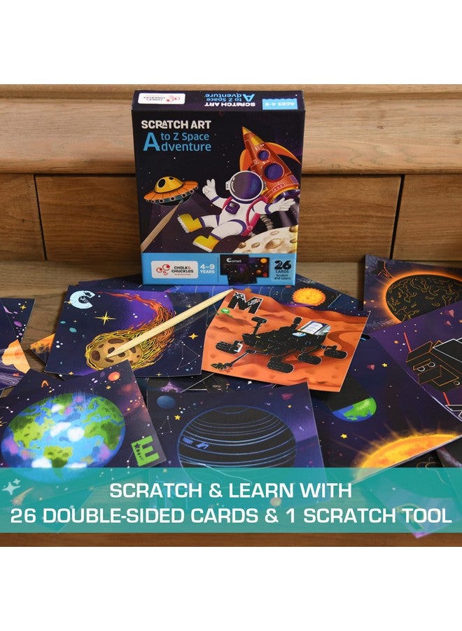 Chalk and Chuckles A to Z Space Adventure, Scratch Art Craft for Kids 4-9 Years, 2 in 1 Learning Activities, Space Toys for Boys, Girls - Image 2