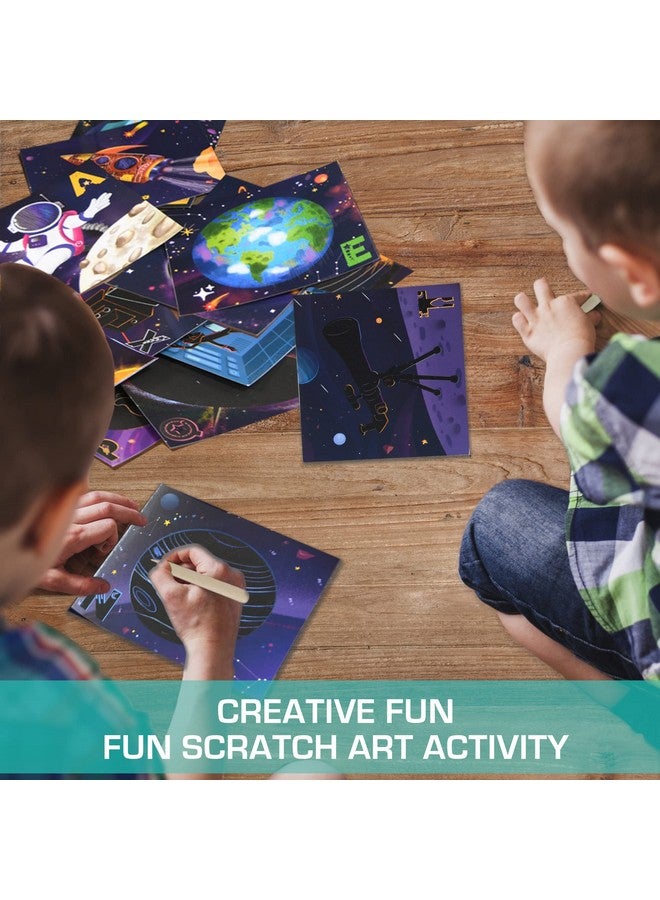 Chalk and Chuckles A to Z Space Adventure, Scratch Art Craft for Kids 4-9 Years, 2 in 1 Learning Activities, Space Toys for Boys, Girls - Image 3