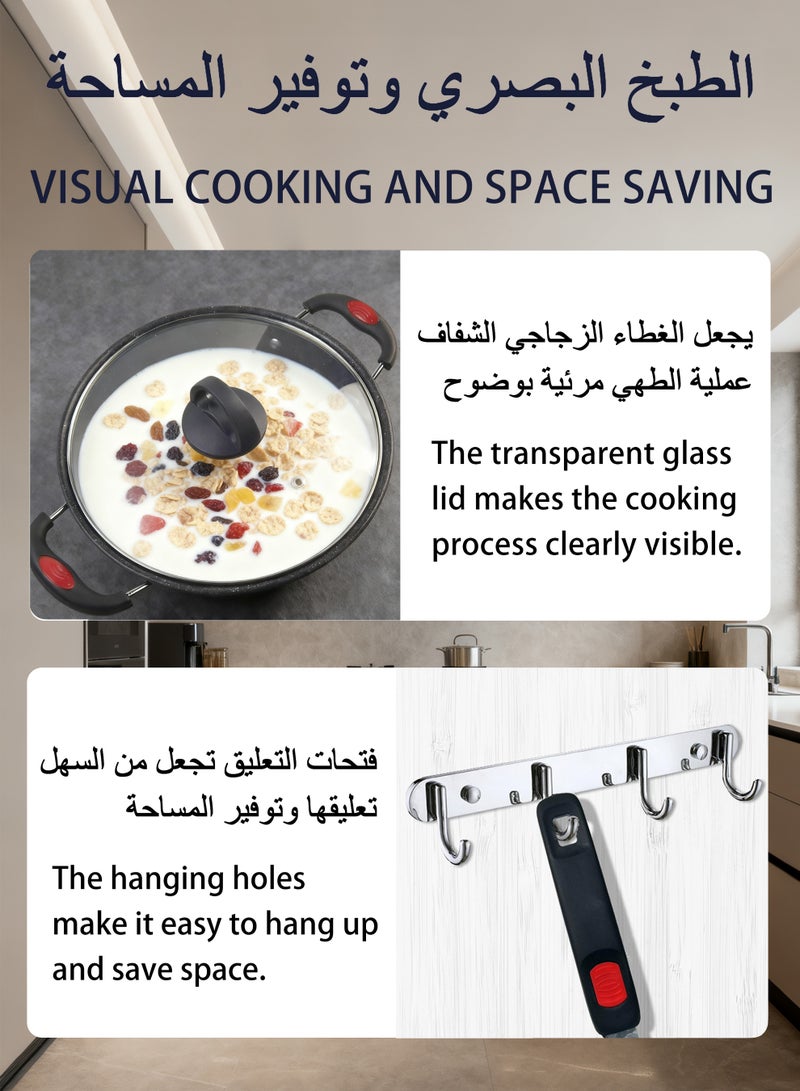 WAMIT 4 Piece Non Stick Cookware Set, BPA Free Pots and Pans Set with Glass Lids, Professional Cooking Set includes Casserole & Frying Pan, Induction Ready for All Cooktops, Essential Kitchen Appliances - Image 5