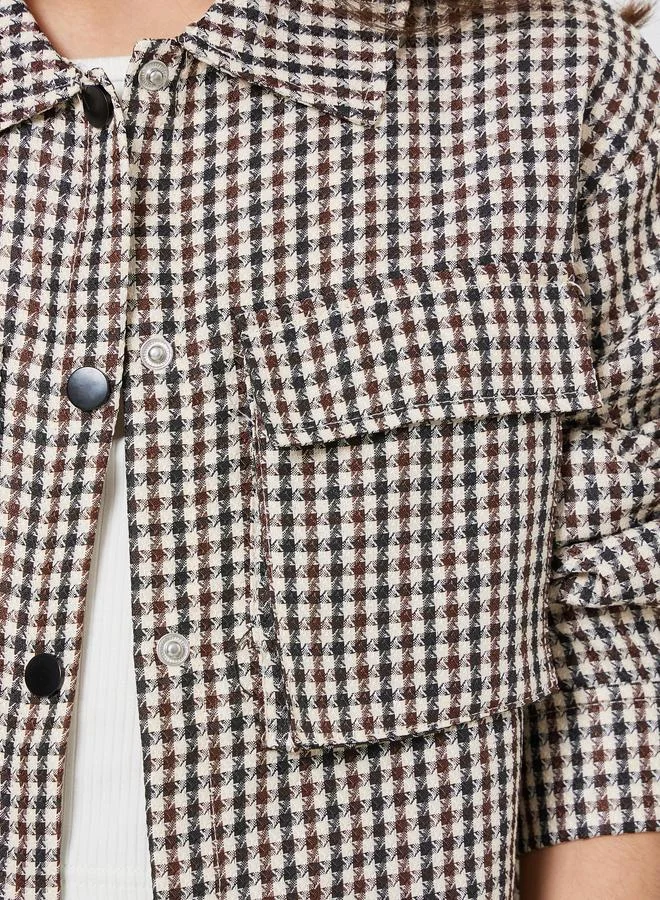 Styli Girls Brown Checked Shirt with Pockets