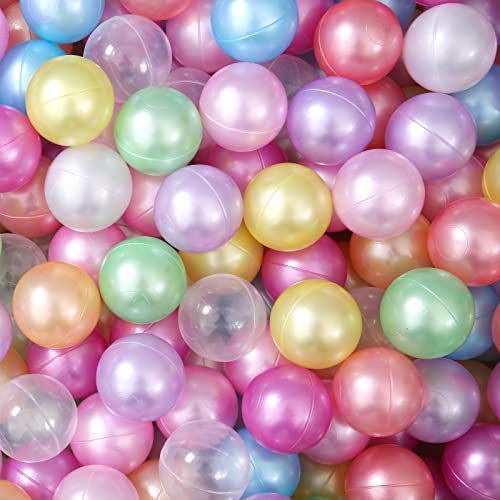 STARBOLO Ball Pit Balls Pack of 100 New 10 Pearl Colors BPAPhthalate Free NonToxic Crush Proof Play Balls Soft Plastic Ball for 13 Years Toddlers Kids Birthday Pool Tent Party 22inches - Image 1