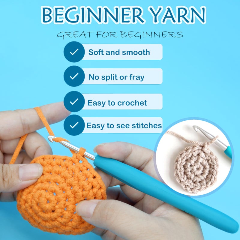 YARFOFUN 6 Pack Cotton Crochet Yarn for Beginners - Olive Avocado Green with Easy-to-See Stitches - Image 2