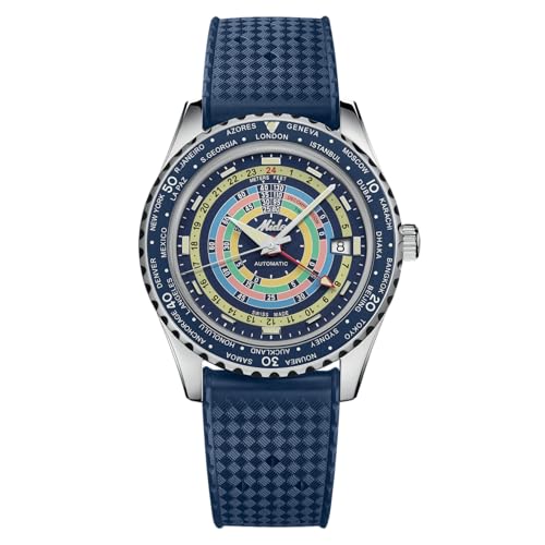 MIDO Ocean Star Decompression Worldtimer - Swiss Automatic GMT Watch for Men - Blue Dial - Stainless Steel 40.5mm Case - M0268291704100 - Image 1