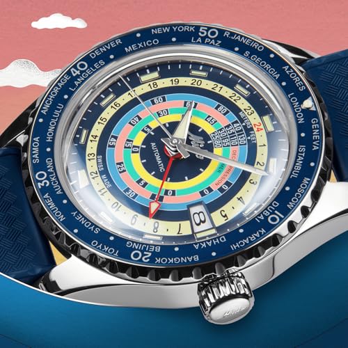 MIDO Ocean Star Decompression Worldtimer - Swiss Automatic GMT Watch for Men - Blue Dial - Stainless Steel 40.5mm Case - M0268291704100 - Image 5