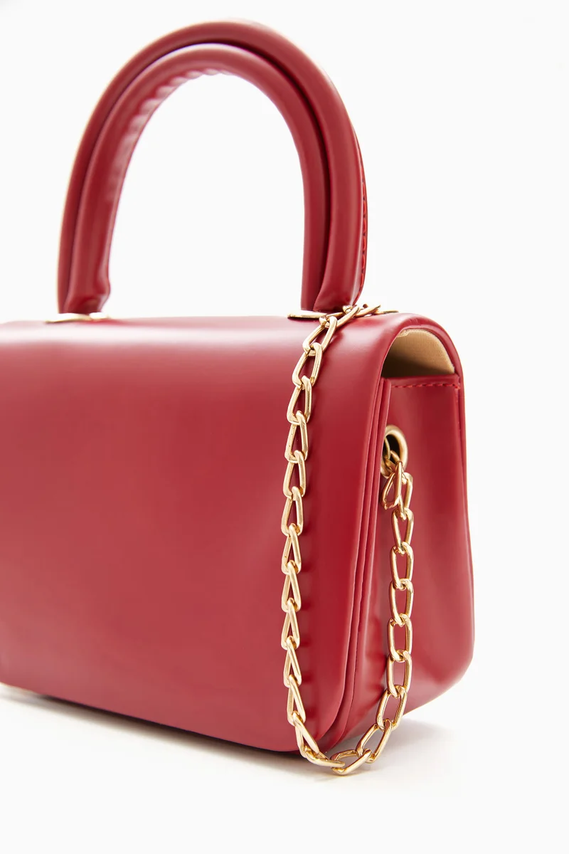 Wecre8 Red Mini Top Handle Bag with Chain Strap
