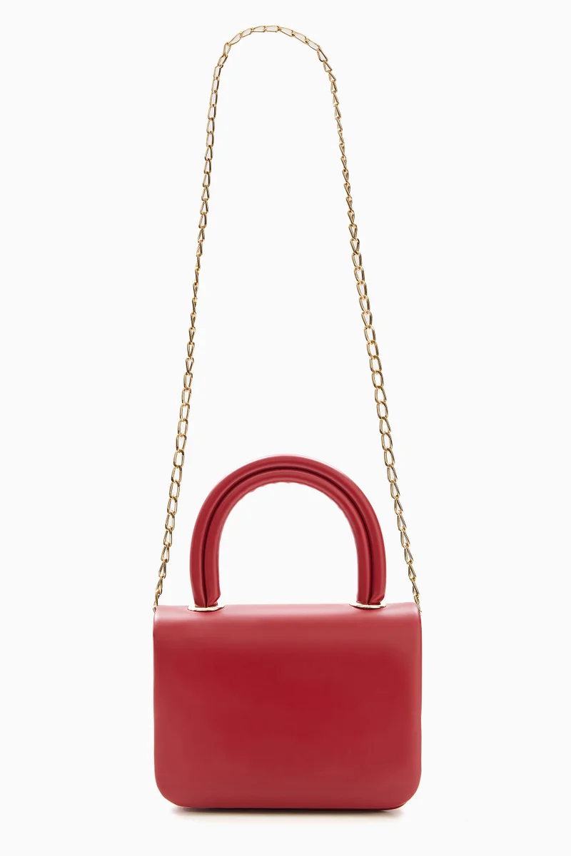 Wecre8 Red Mini Top Handle Bag with Chain Strap