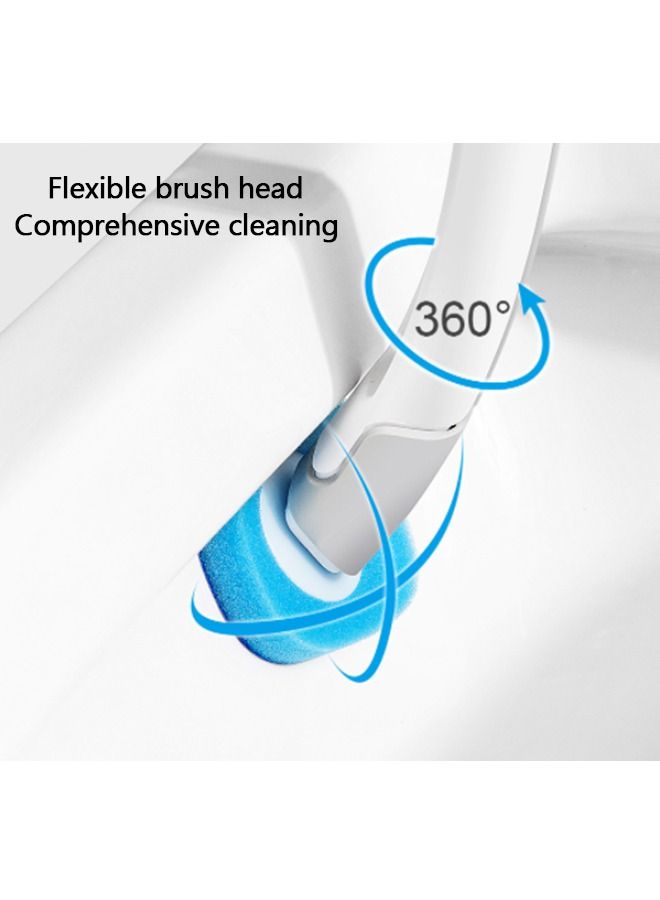 عربست فرشاة تنظيف المرحاض المتاح رأس فرشاة يمكن التخلص منها مع 16 عصا إذابة معاد تعبئتها استبدال رأس فرشاة الإسفنج فرشاة تنظيف المرحاض الناعمة لتنظيف مرحاض الحمام - Image 3