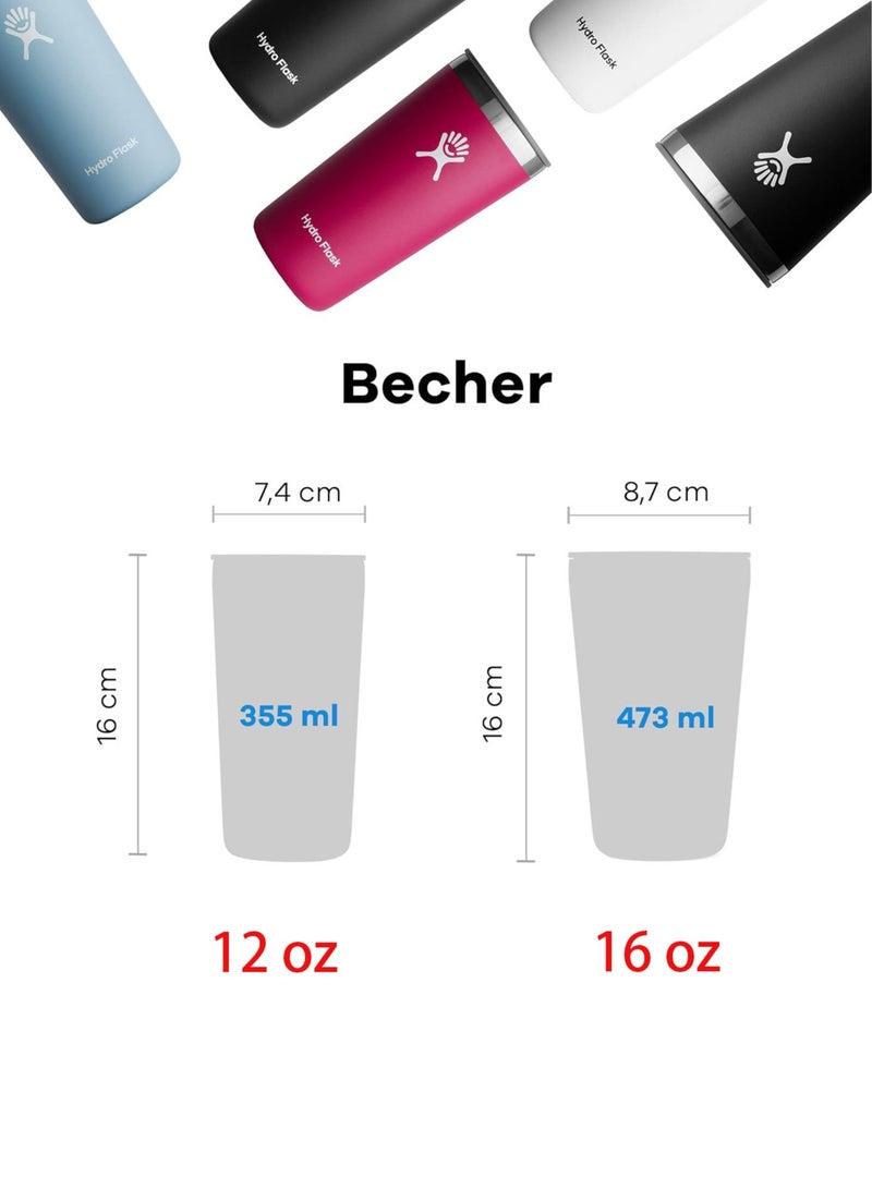 هايدرو فلاسك كوب من الفولاذ المقاوم للصدأ سعة 16 أونصة مع غطاء وعزل فراغ مزدوج الجدار - Image 3