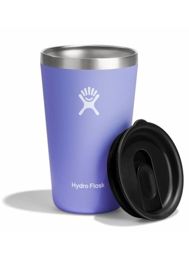 هايدرو فلاسك كوب من الفولاذ المقاوم للصدأ سعة 16 أونصة مع غطاء وعزل فراغ مزدوج الجدار - Image 2