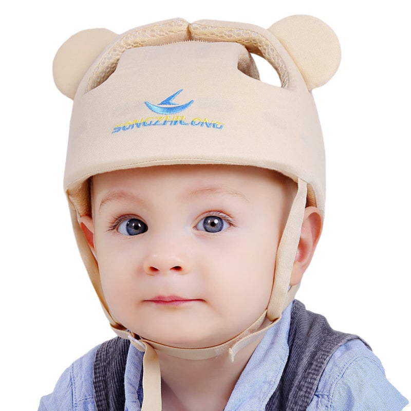 Ocanoiy Ocanoiy Baby Infant Toddler Helmet Safety Headguard Head Protective Cushion Cute Children Adjustable Safety Helmet Hat Harnesses Cap Kid Child Crawl Walk Playing Beige 