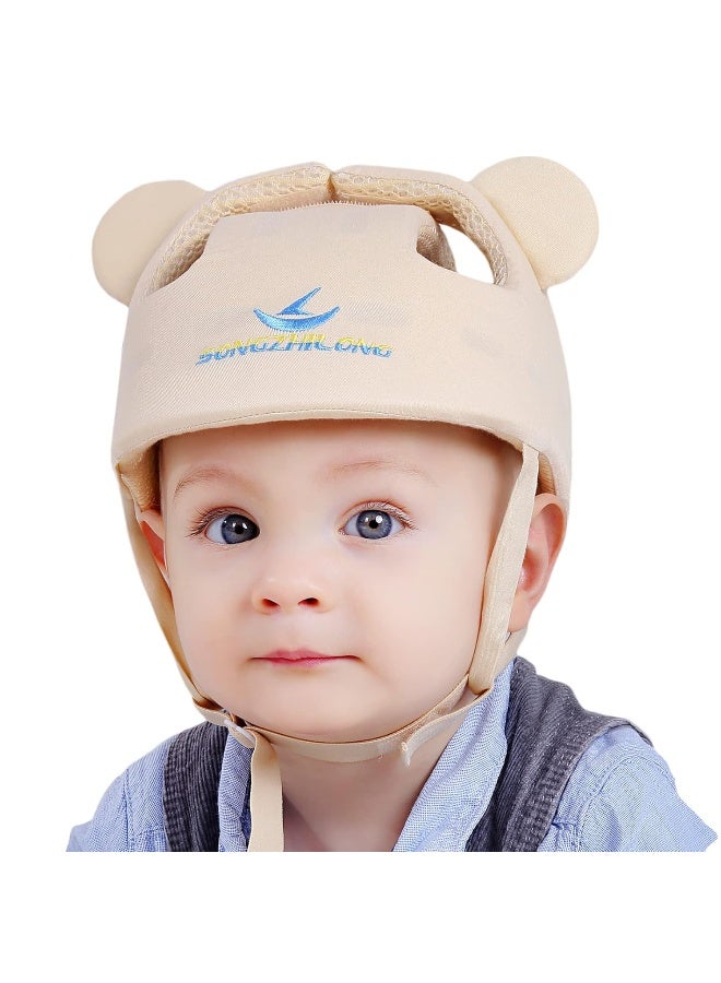 Ocanoiy Baby Infant Toddler Helmet Safety Headguard Head Protective Cushion Cute Children Adjustable Safety Helmet Hat Harnesses Cap Kid Child Crawl Walk Playing (Beige) - Image 1