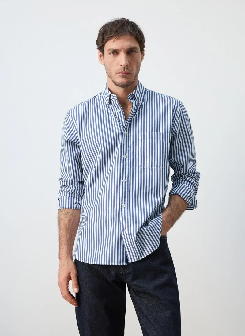 مانجو مان Regular-fit striped 100% cotton shirt