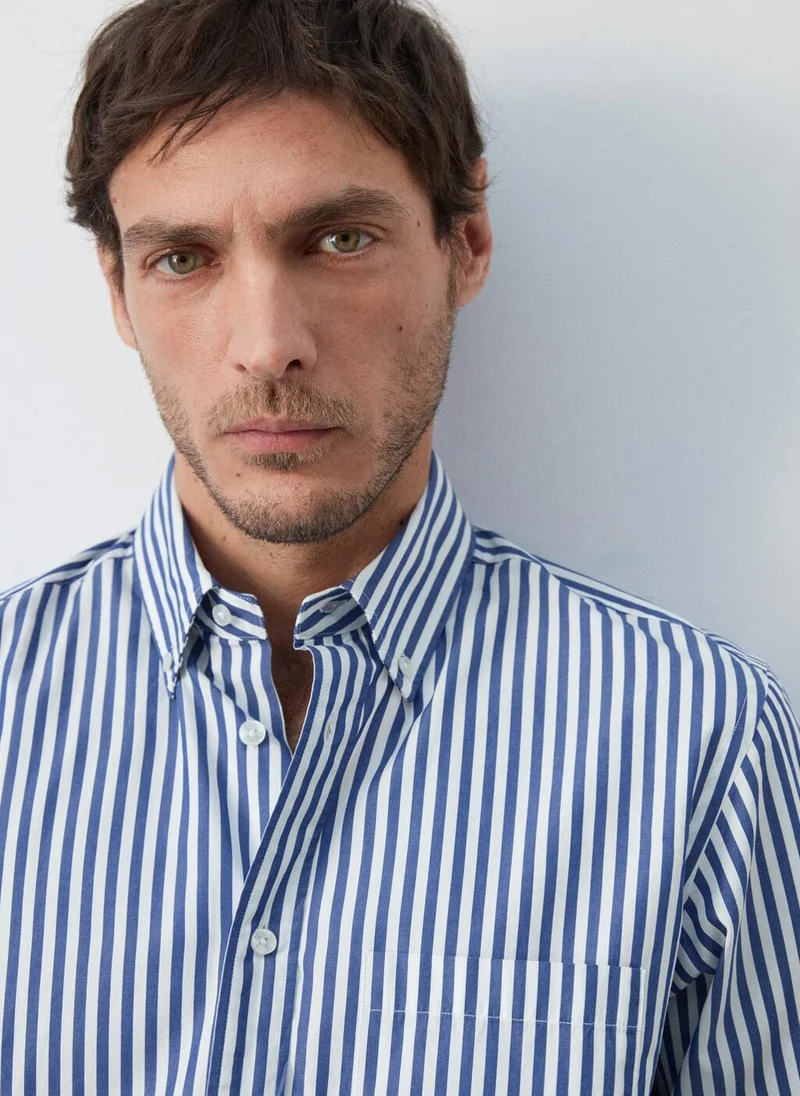 مانجو مان Regular-fit striped 100% cotton shirt