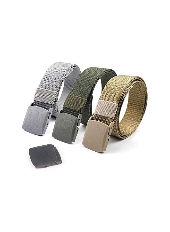 jaexest 3-Pack Nylon Canvas Belt Plastic Buckle Belt Travel Adjustable Nylon Web Slide Belt - Image 1