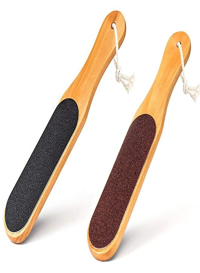 AKADO Double sided flat foot scrubber skin callus remover pedicure tool with wooden handle and hanging hook with nail file manicure tool for men and women - Image 5