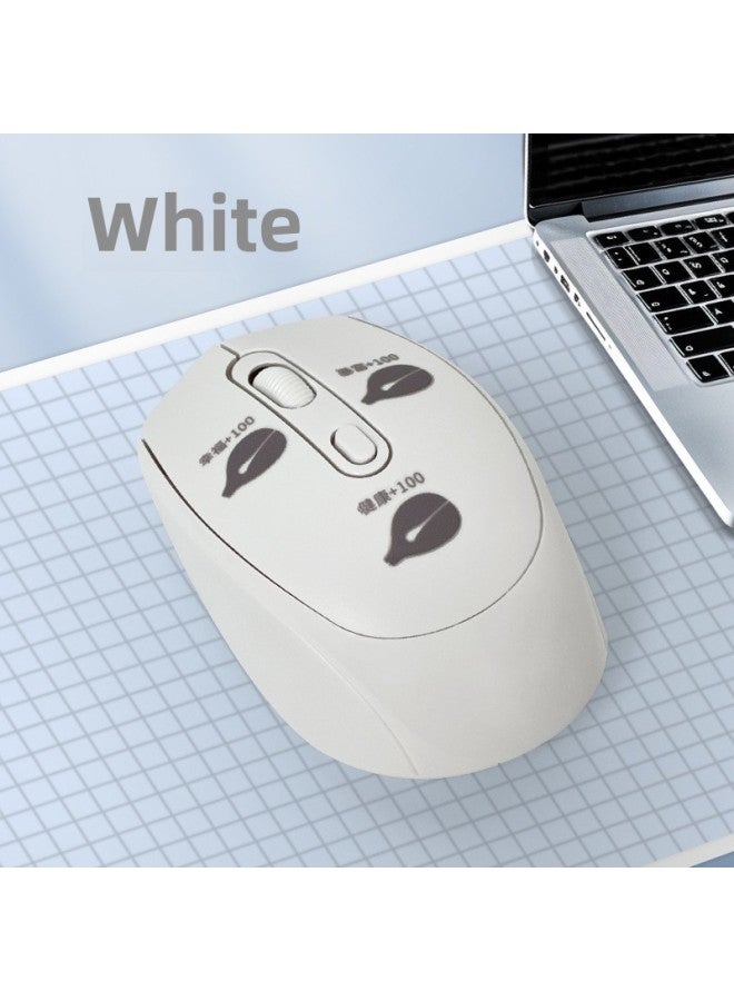 Health And Good Luck Merit 100 Wooden Fish Key Wireless Bluetooth Mouse Tablet Notebook Charging 2.4g Dual-mode Mouse-Specification:White  - Image 1
