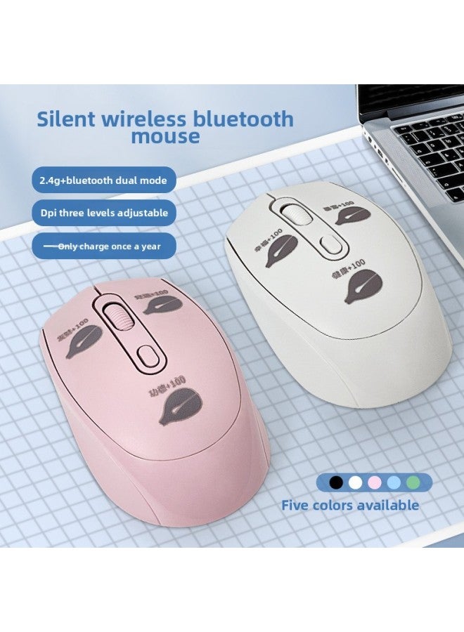 Health And Good Luck Merit 100 Wooden Fish Key Wireless Bluetooth Mouse Tablet Notebook Charging 2.4g Dual-mode Mouse-Specification:White  - Image 2