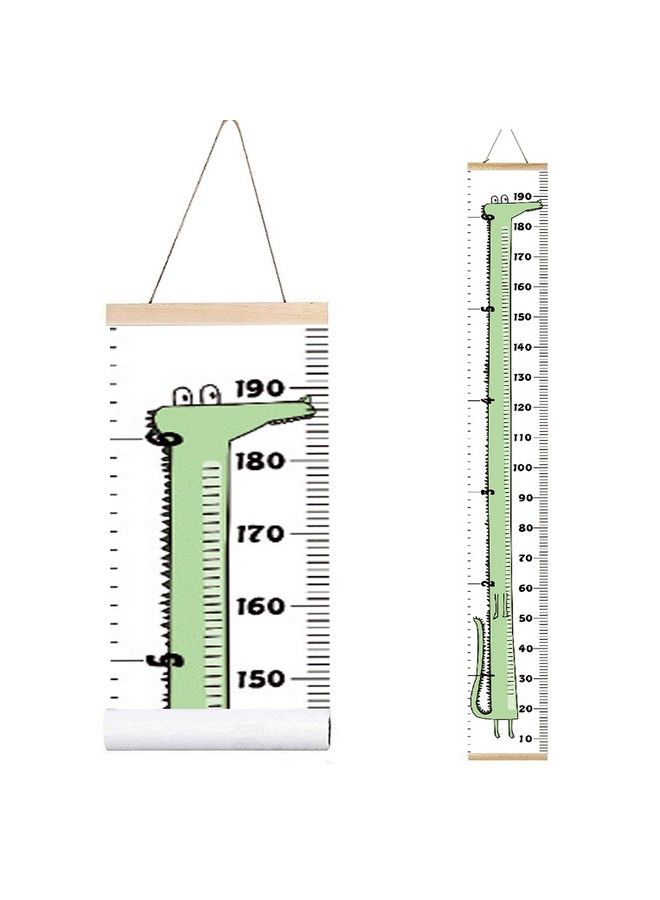 Miaro Kids Growth Chart Wood Frame Fabric Canvas Height Measurement Ruler From Baby To Adult For Child Room Decoration 7.9 X 79In (7.9 X 79In Cartoon Crocodile) - Image 1