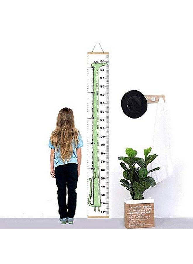 Miaro Kids Growth Chart Wood Frame Fabric Canvas Height Measurement Ruler From Baby To Adult For Child Room Decoration 7.9 X 79In (7.9 X 79In Cartoon Crocodile) - Image 3