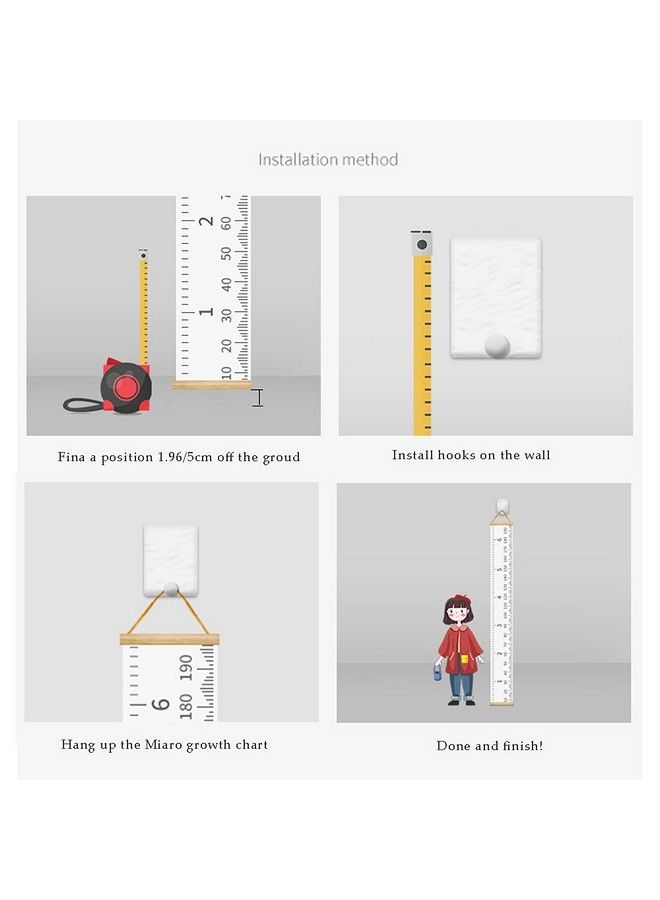 Miaro Kids Growth Chart Wood Frame Fabric Canvas Height Measurement Ruler From Baby To Adult For Child Room Decoration 7.9 X 79In (7.9 X 79In Cartoon Crocodile) - Image 4