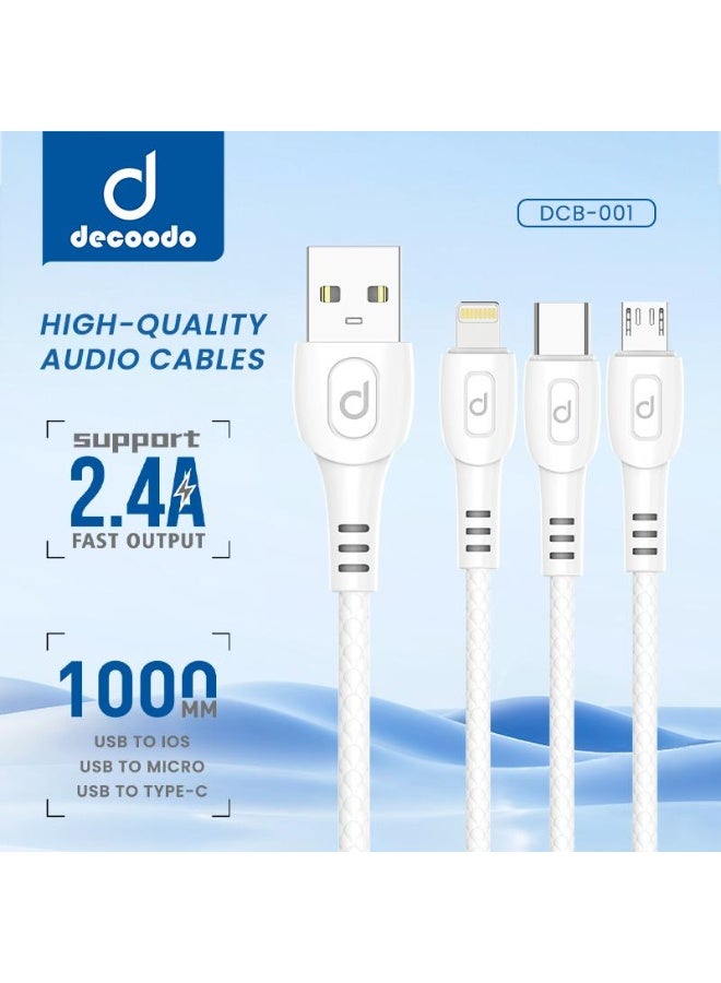 decoodo Decodo DCB-001-L 2.4A Multi-Port Fast Data Cable – USB to Lightning(1000mm) - Image 1